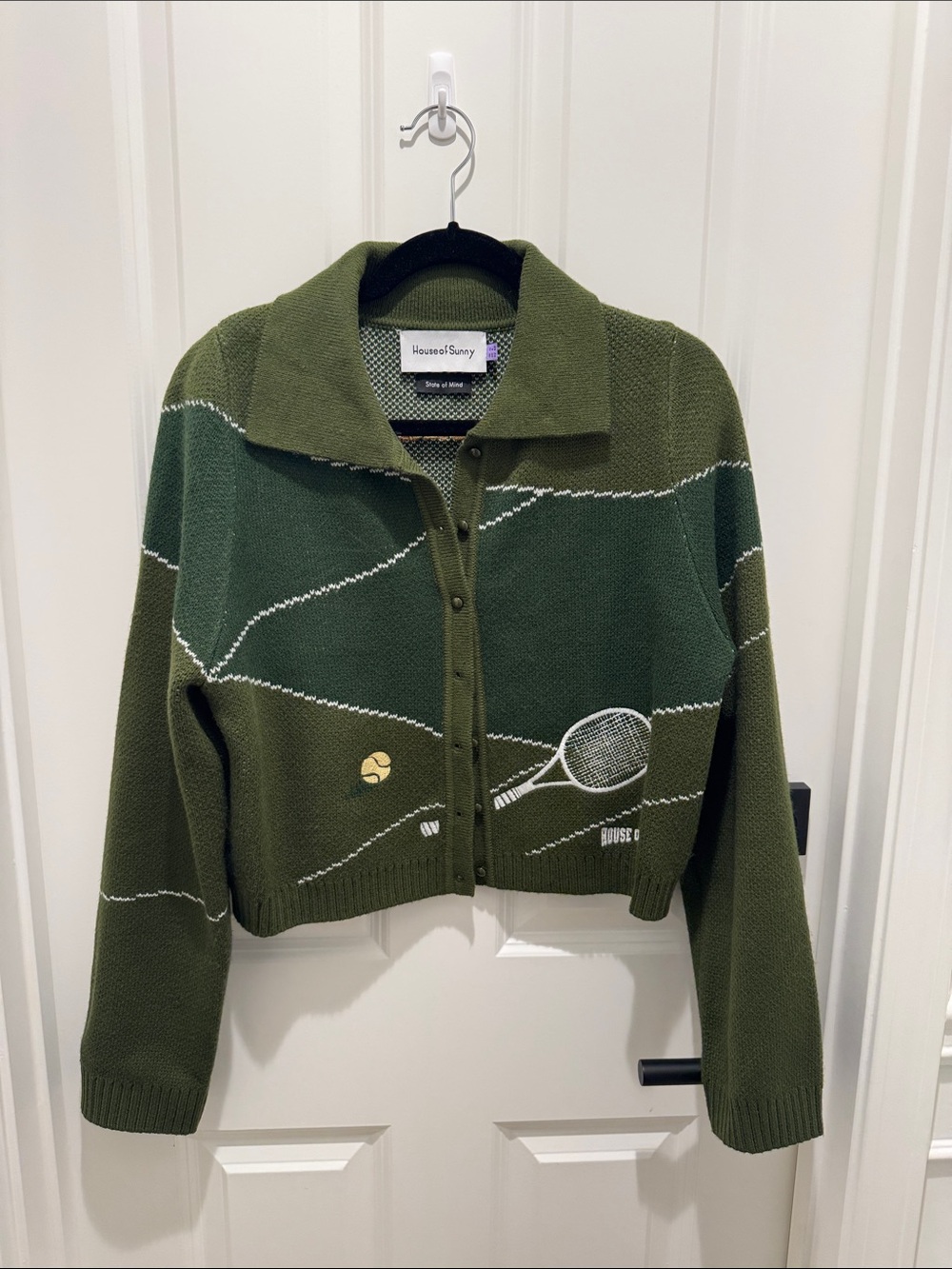 House of Sunny Olive & Forest Green Tennis Knit Cardigan